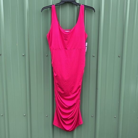 Sofia Womens Body Sculpting Ruched Tank Dress, Below Knee Length 2-Pack Size XXL - Picture 5 of 10